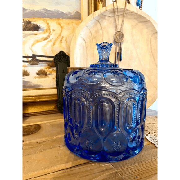 L.E. Smith Mould Weishar Moon and Star Glass Crystal Kimberlite Large Jardiniere - Picture 5 of 7